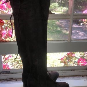 High knee zip up Boots with tie above knee